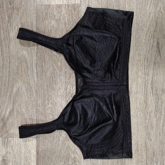Playtex Bra Black Open Front Wide Support Straps Back Stretch Size 44DD - Picture 1 of 11